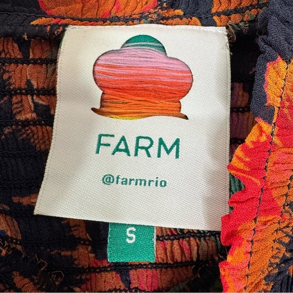 FARM RIO Flowers Smocked Ruffle Detail Floral Blouse Size S - Picture 11 of 12